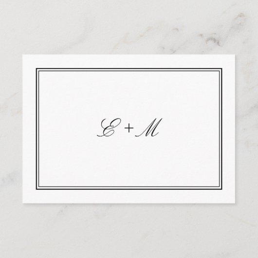 Carte D'accompagnement Détails de mariage simple blanc élégant (Dos)