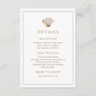 Carte D'accompagnement Détails de Mariage Simple Classique sur la Plage a