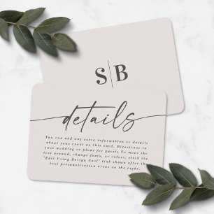 Carte D'accompagnement Détails de mariage simple élégant blanc cassé ivoi