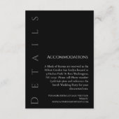 Carte D'accompagnement Détails de Mariage simple et moderne en noir et bl (Dos)