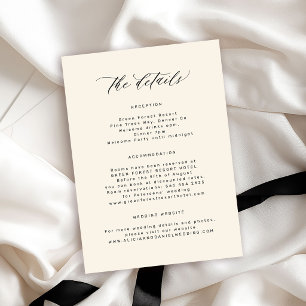 Carte D'accompagnement Détails de mariage simple minimaliste pour invité