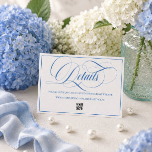 Carte D'accompagnement Détails de mariage simple moderne bleu