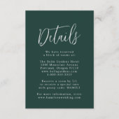 Carte D'accompagnement Détails de mariage Simple Script Forest Green (Devant)