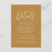 Carte D'accompagnement Détails de mariage Simple Script Ochre (Devant)