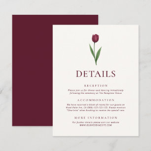 Carte D'accompagnement Détails de mariage simple tulipe minimaliste ivoir