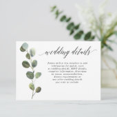 Carte D'accompagnement Détails de mariage simples eucalyptus noir et blan (Debout devant)