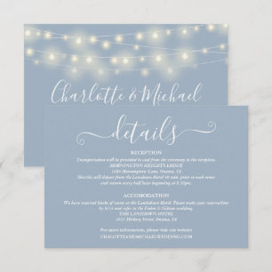 Carte D'accompagnement Détails de mariage Spring Lights Script Dusty Blue