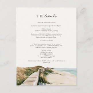 Carte D'accompagnement Détails de mariage sur la promenade des Sea Oats O