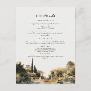 Carte D'accompagnement Détails de mariage sur la terrasse du jardin itali