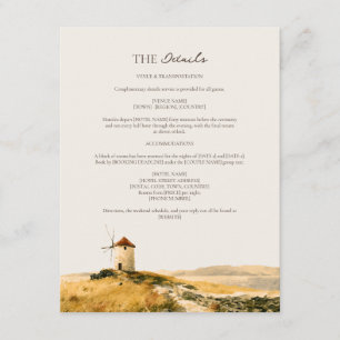 Carte D'accompagnement Détails de mariage sur une colline d'une île grecq