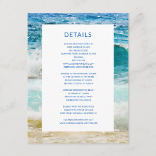 Carte D'accompagnement Détails de mariage sur une plage tropicale
