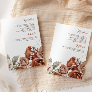 Carte D'accompagnement Détails de mariage Terracotta Burnt Orange Roses
