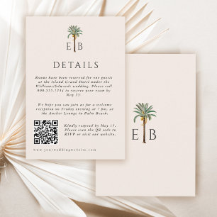Carte D'accompagnement Détails de mariage tropical élégant avec monogramm