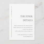 CARTE D'ACCOMPAGNEMENT DÉTAILS DE MARIAGE TYPOGRAPHIE BLANC NOIR MINIMAL (Devant)