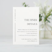 CARTE D'ACCOMPAGNEMENT DÉTAILS DE MARIAGE TYPOGRAPHIE BLANC NOIR MINIMAL (Debout devant)