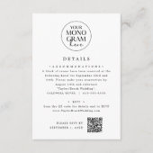 Carte D'accompagnement Détails de mariage uniques Monogram MEGHAN Noir Bl (Devant)