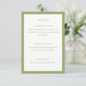 Carte D'accompagnement Détails de mariage vert (Debout devant)