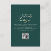 Carte D'accompagnement Détails de mariage vert émeraude Code QR (Devant)