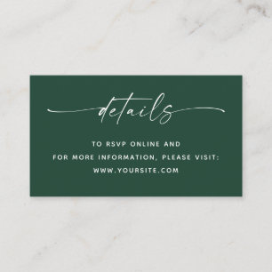 Carte D'accompagnement Détails de mariage Vert foncé de la forêt + Code Q