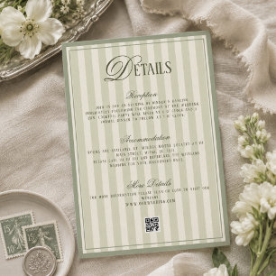 Carte D'accompagnement Détails de mariage vert ivoire Old Money