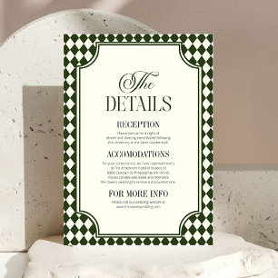Carte D'accompagnement Détails de mariage vert olive d'argent ancien de l