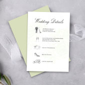 Carte D'accompagnement Détails de mariage Vert Sauge Code QR Calendrier