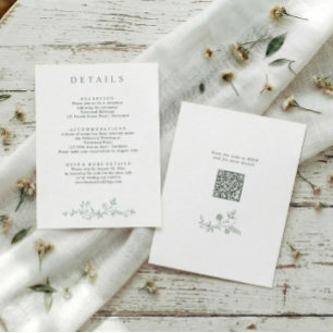 Carte D'accompagnement Détails de mariage vert sauge floral français vint