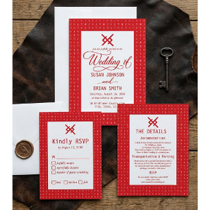 Carte D'accompagnement Détails de mariage viking Runes Rouges Hébergement