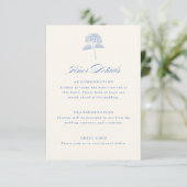 Carte D'accompagnement Détails de mariage vintage avec Hydrangea Bleu (Debout devant)