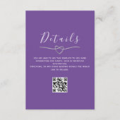 Carte D'accompagnement Détails de mariage violet Code QR (Devant)