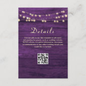 Carte D'accompagnement Détails de mariage violet Code QR (Devant)