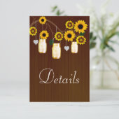 Carte D'accompagnement Détails de pots Mason jaunes floraux rustiques fon (Debout devant)