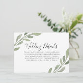 Carte D'accompagnement Détails de réception de mariage de verdure élégant (Debout devant)