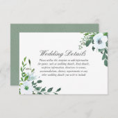 Carte D'accompagnement Détails de réception de mariage de verdure florale (Devant / Derrière)
