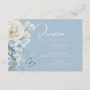 Carte D'accompagnement Détails de réception de mariage floraux bleu pouss