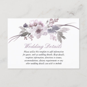 Carte D'accompagnement Détails de réception de mariage hivernal à fleurs