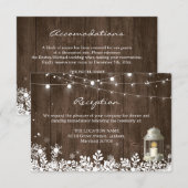 Carte D'accompagnement Détails de réception de mariage hivernal avec guir (Devant / Derrière)