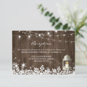 Carte D'accompagnement Détails de réception de mariage hivernal avec guir (Debout devant)