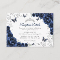 Détails de réception de Quinceanera argent marine