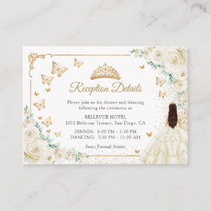 Carte D'accompagnement Détails de réception de Quinceanera Champagne Ivoi