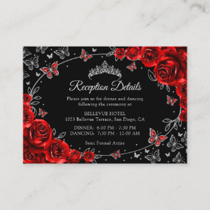 Carte D'accompagnement Détails de réception de Quinceanera Rouge Noir Arg