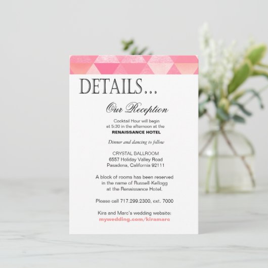 Carte D'accompagnement Détails de réception de Triangles géométriques | r (Debout devant)