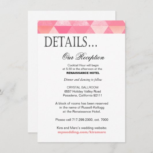 Carte D'accompagnement Détails de réception de Triangles géométriques | r (Devant / Derrière)
