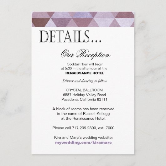 Carte D'accompagnement Détails de réception des triangles géométriques | (Devant)