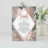 Carte D'accompagnement Détails de rose dorée verte feuilles de palmier tr (Debout devant)