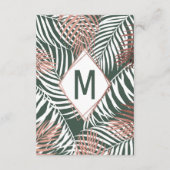 Carte D'accompagnement Détails de rose dorée verte feuilles de palmier tr (Dos)