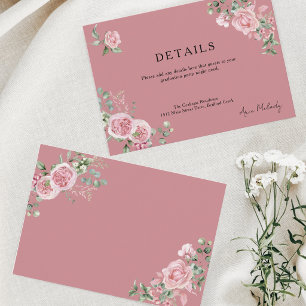 Carte D'accompagnement Détails de roses roses modernes pour la remise des