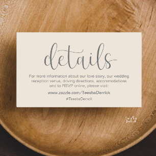Carte D'accompagnement Détails de RSVP du site Web de mariage minimaliste