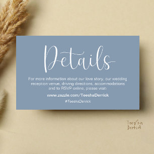 Carte D'accompagnement Détails de RSVP pour un site web de mariage minima