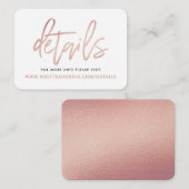 Carte D'accompagnement Détails de script de feuille d'or rose moderne (Devant / Derrière)